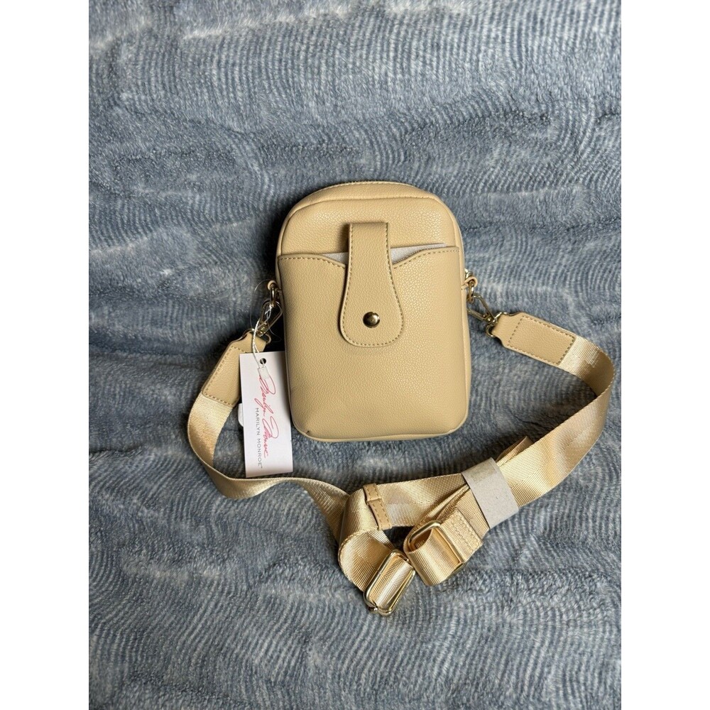 NWT Marilyn Monroe Collection Tan Faux Leather Phone Crossbody Bag